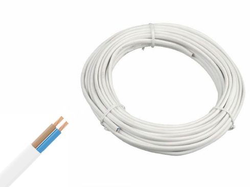 12 / 24 / 230-Volt-Kabel, 2 x 0,75 mm², pro 2 Meter – weiß.