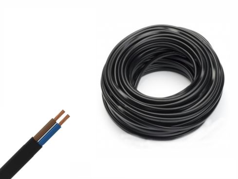12 / 24 / 230-Volt-Kabel, 2 x 0,75 mm², pro 2 Meter – schwarz.