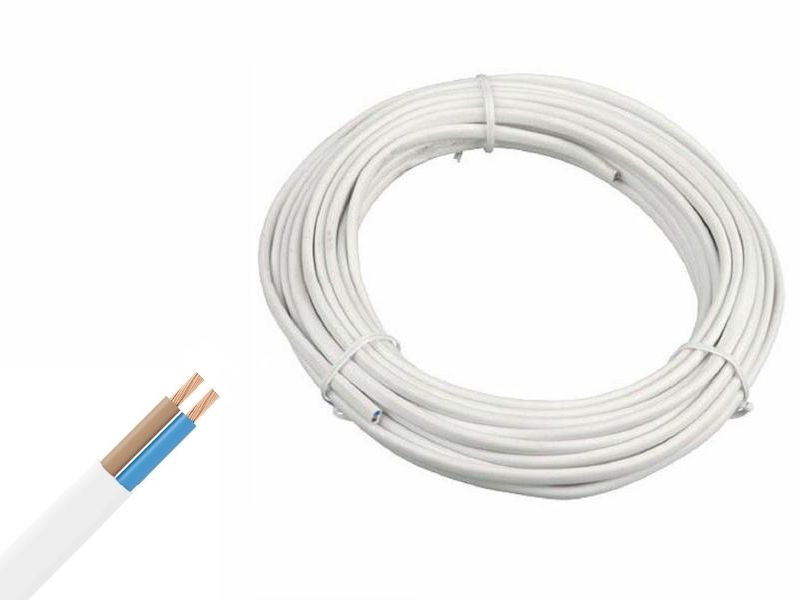 12 / 24 / 230-Volt-Kabel, 2 x 0,75 mm², pro 2 Meter – weiß.